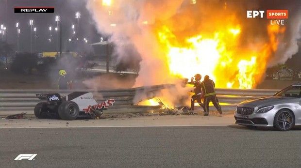 F1.Bahrein 2020.11.29.Grosjean flames.Accident.620x347