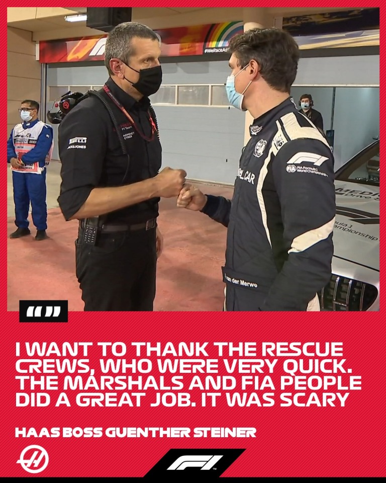 F1.Bahrein 2020.11.29.Grosjean crash.HAAS Boss Thanks.768x960
